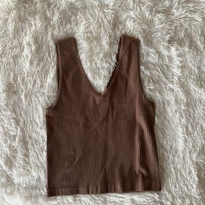 Brown, crop tank top
